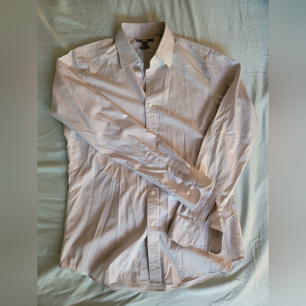 Uniqlo Mens Slim Fit Long Sleeve Button Up Shirt, Medium